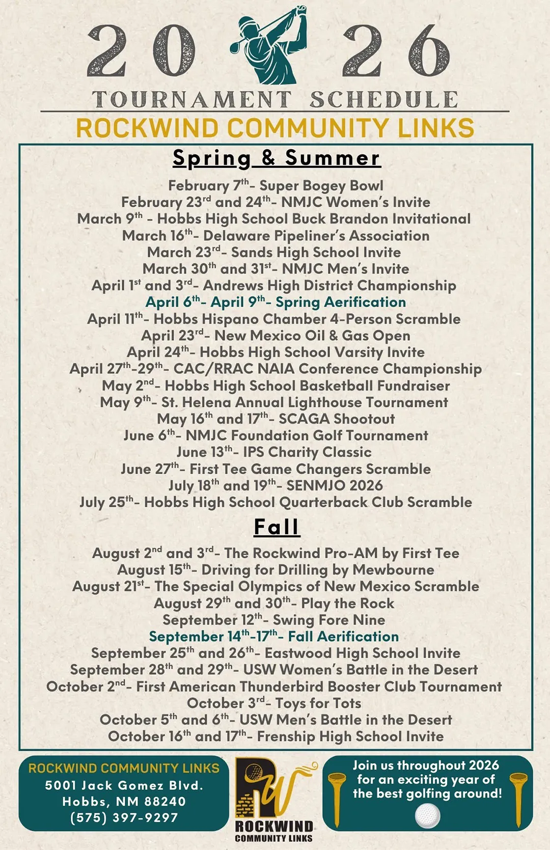 rockwind schedule